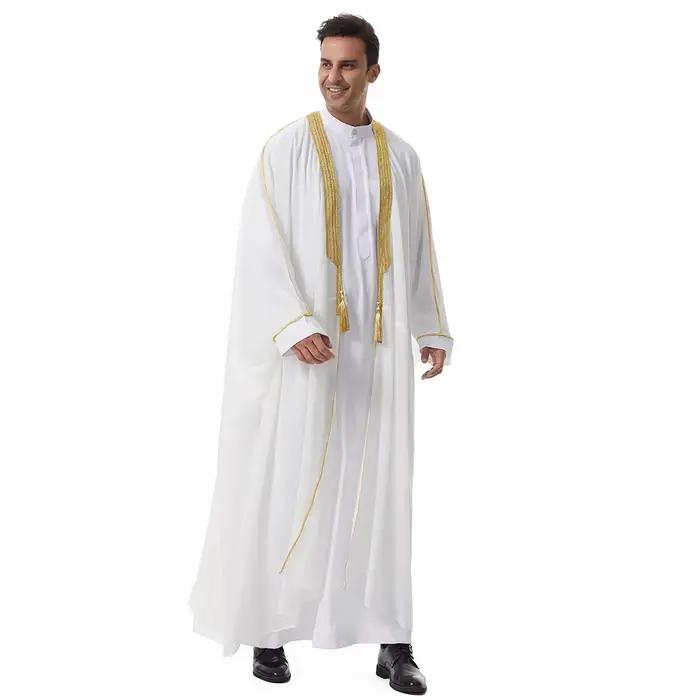 Abaya ouverte de Dubaï, kimono pour hommes, robe longue musulmane, jubba, thobe, vêtements islamique