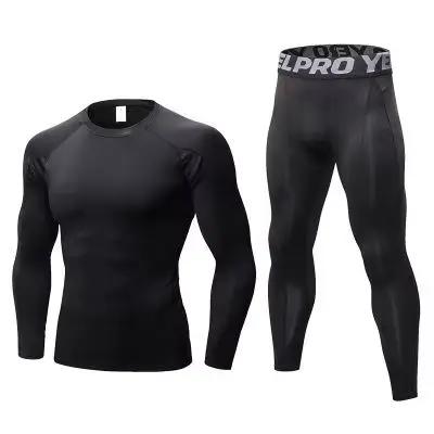 GANYANR – combinaison de Sport pour homme, ensemble de Jogging, t-shirt, Compression, collant, cours