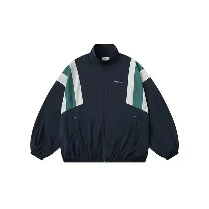 Veste coupe-vent vintage pour hommes et femmes, vêtements d'extérieur rétro, manteau épissé, décontr
