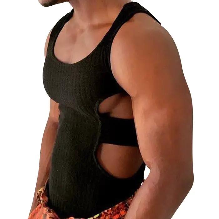 T-shirt de musculation évidée pour hommes, haut de sport précieux, maillot de sport en jersey, vêtem