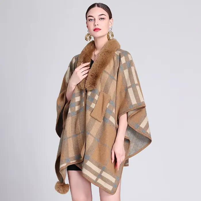 Vestes d'hiver à manches mi-longues en fausse fourrure pour femmes, Cardigan chaud à capuche, mantea