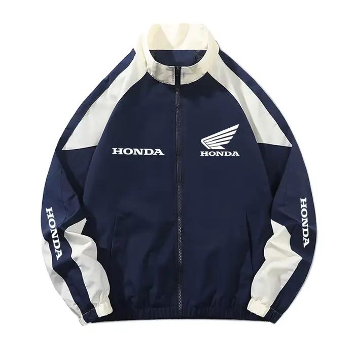 Veste de course Honda Spring Edition pour hommes et femmes - Style streetwear hip-hop, patchwork col