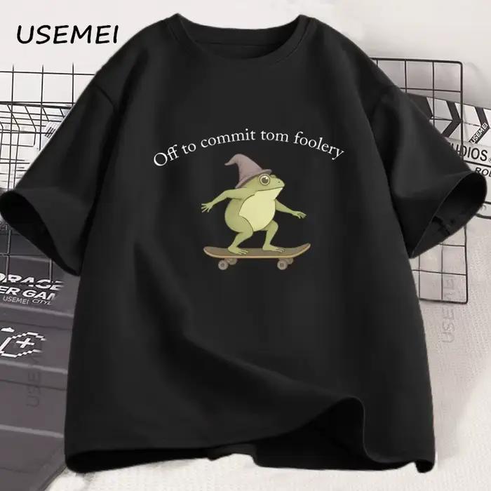 Drôle grenouille T-Shirt idiot bizarre graphique T-Shirt imprimé coton à manches courtes T-Shirt fem
