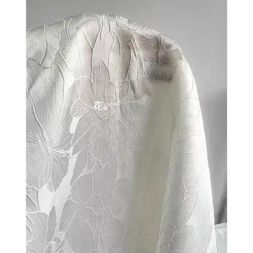 Tissu Jacquard Blanc en Polyester Pur pour Robe et Vêtements de Styliste Hanfu, Mètres de Couture, G