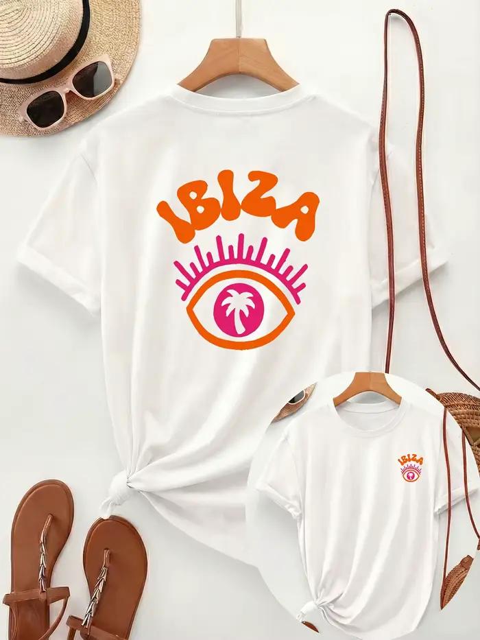 T-shirt Ibiza Evil Eye pour femme, motif palmier rétro, tee-shirt graphique, vacances d'été à la pla
