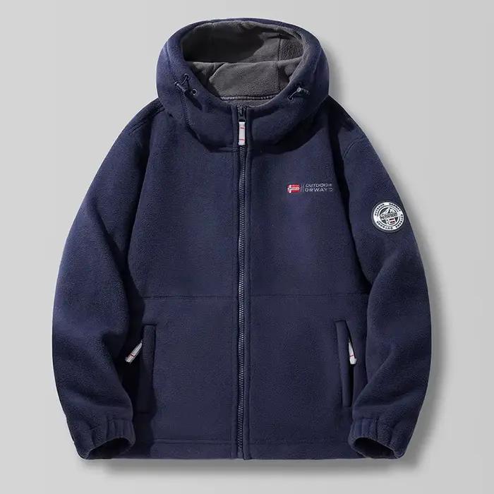 Veste polaire épaisse à capuche pour hommes, doublure polaire d'extérieur, Camping en plein air, cou