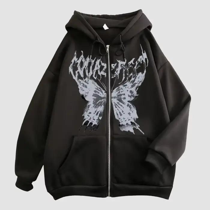 Manteau à capuche pour hommes, sweat à capuche amusant avec fermeture éclair, squelette papillon, ch