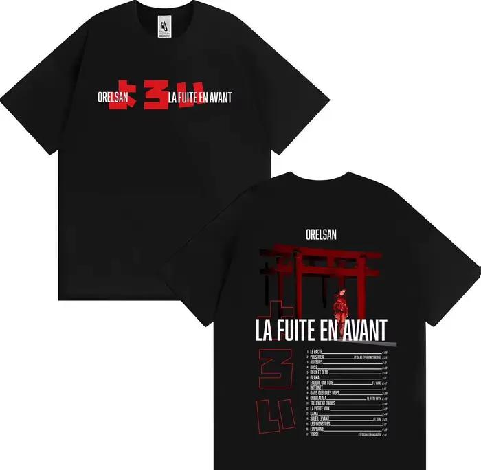 T-shirt graphique tendance imprimé double face Rapper Orelsan 2026, pour hommes et femmes, en coton 