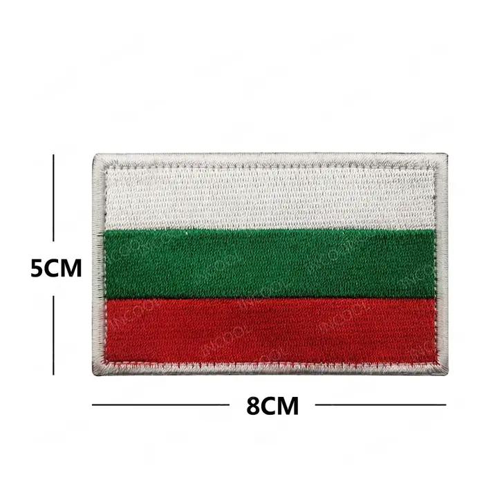 Drapeau de Bulgarie patchs brodés PVC caoutchouc drapeaux bulgares Appliques décoration épaule Badge