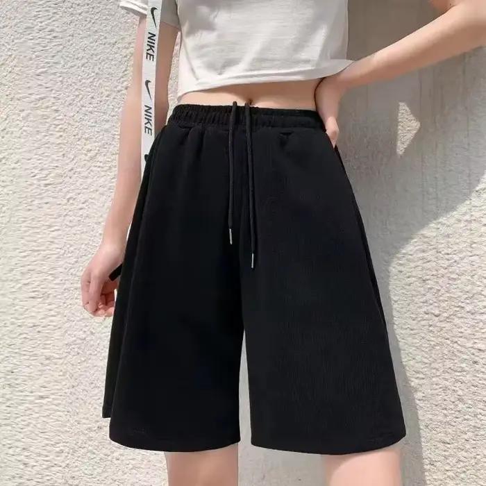 Shorts amples pour femme, taille haute, avec cordon de serrage, coupe droite, pour le sport, le jogg