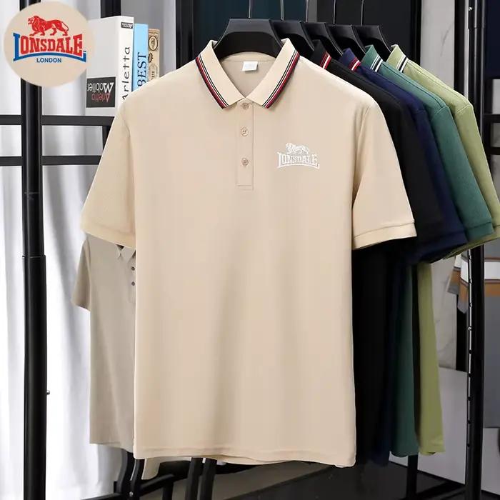Nouveau Polo Homme LONSDALE Brodé à Manches Courtes – Design Tendance, Idéal Golf et Décontracté