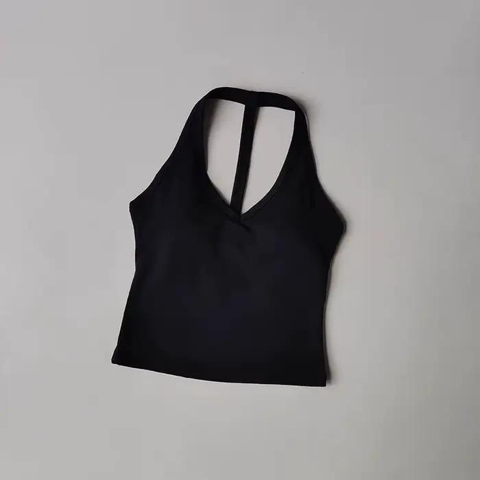 Soutien-gorge de Fitness Sexy à col en v pour femmes, soutien-gorge de sport nu, col suspendu, costu