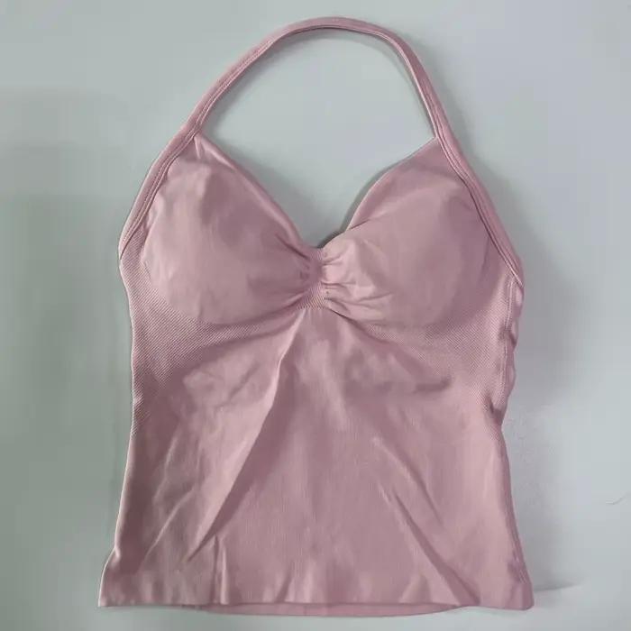 Sans Logo palangre haut à bretelles femmes sans couture débardeurs de Yoga soutien-gorge intégré fro