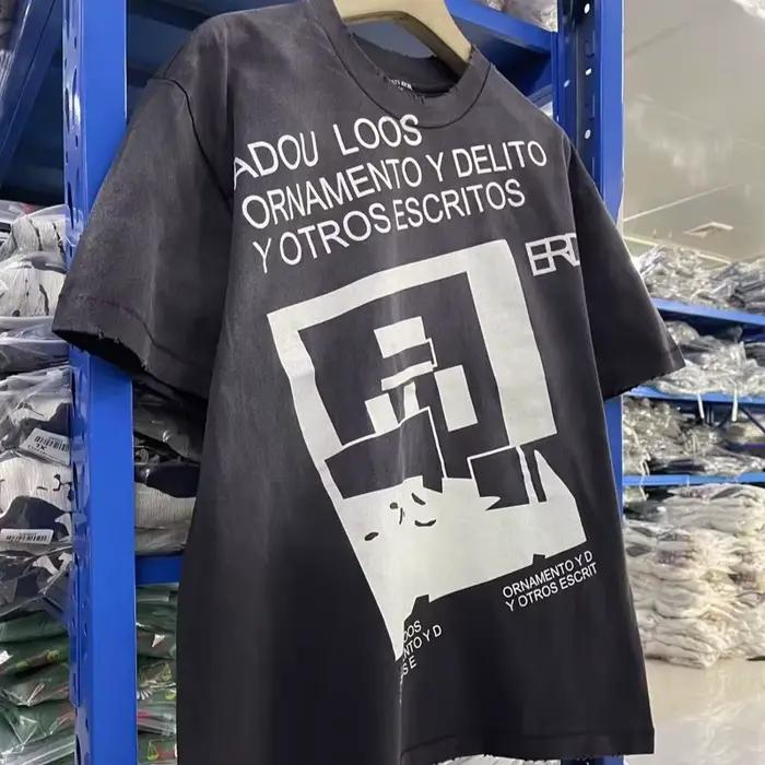 T-shirts à manches courtes imprimés avec lettres américaines pour hommes et femmes, hauts amples en 
