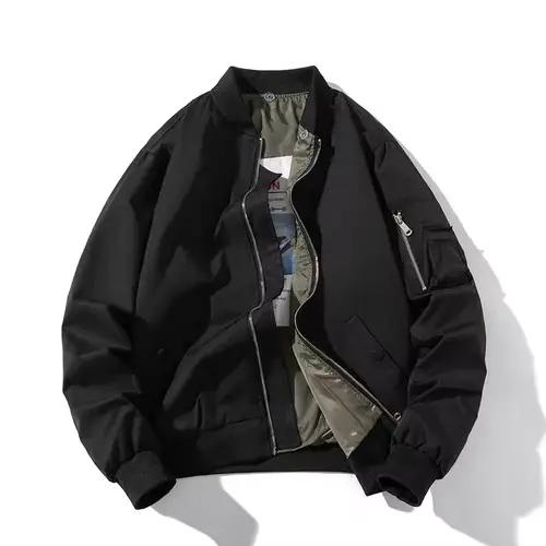 Hommes Bomber veste solide automne hiver pilote veste femmes Vintage mode à capuche Baseball manteau