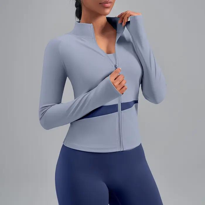 Veste de sport à col haut pour femme, colorée, respirante et anti-transpiration, idéale pour le spor