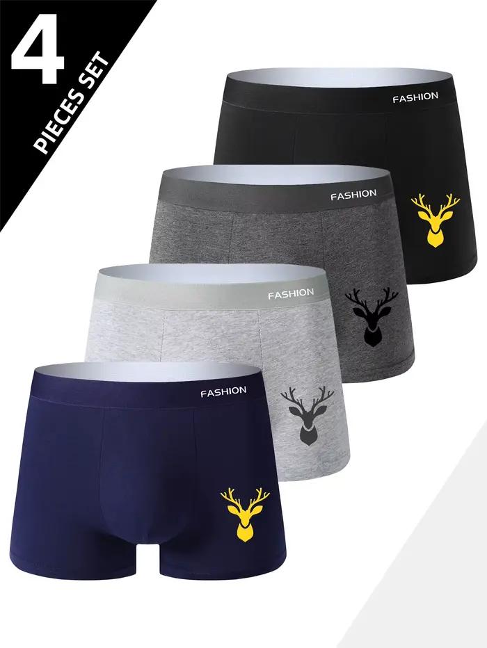 4 pièces boxer sous-vêtements pour hommes, sous-vêtements de sport doux respirant quatre saisons pou