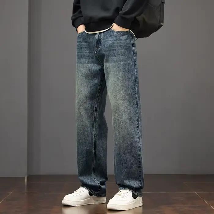Jean à jambe droite délavé vintage pour homme Collection automne/hiver 2025 Pantalon décontracté amé