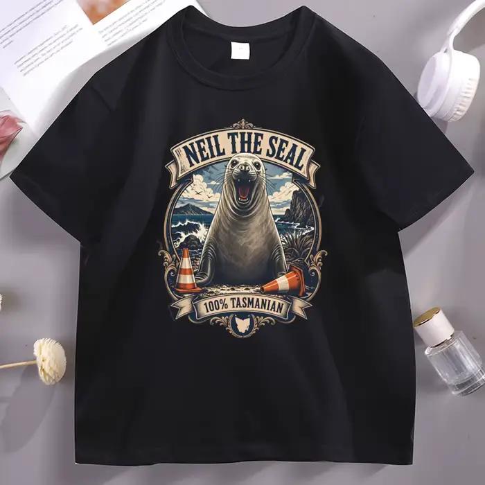 T-Shirt Vintage Neil The Seal Become Ungovernable pour hommes et femmes, T-Shirts humoristiques avec
