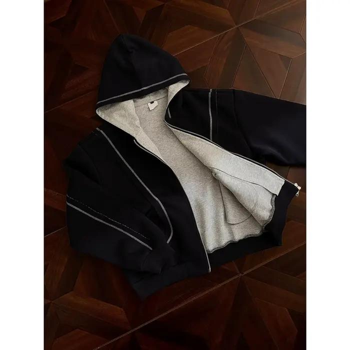 Sweat-shirt à capuche gris pour hommes, Vintage américain, coupe ample, Design décontracté, veste po