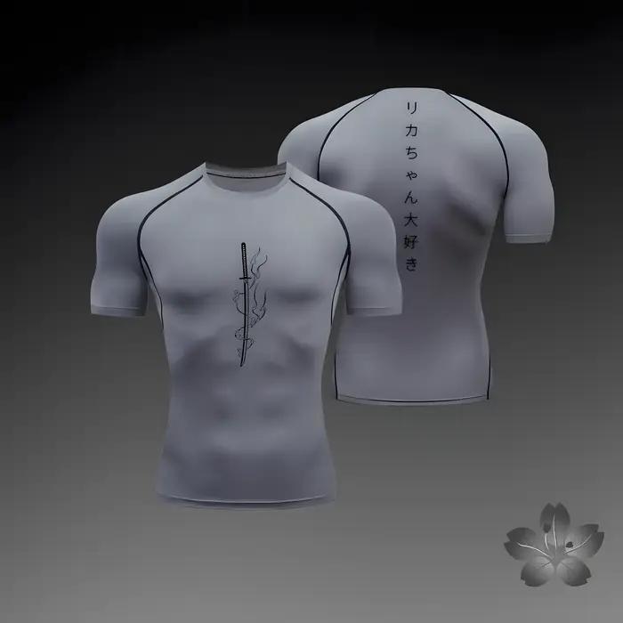 Anime été à manches courtes T-Shirt hommes chemise de Compression nouveau sport de course séchage ra