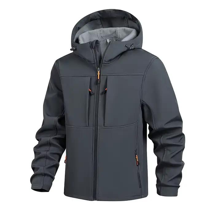 Veste Softshell à capuche pour hommes, imperméable, légère, coupe-vent isolé, doublure polaire, vest