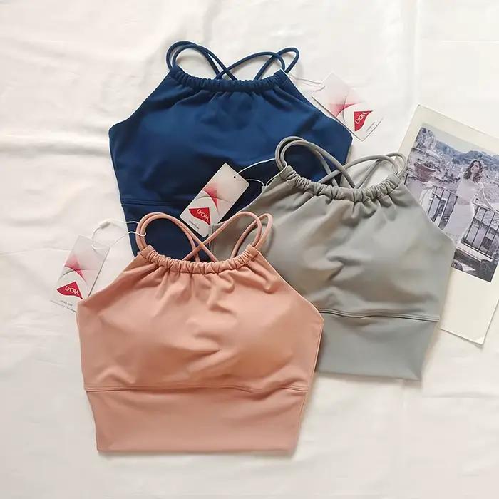 Soutien-gorge de sport à col licou pour femmes, bonnets intégrés, dos nageur, soutien élevé, évacuat