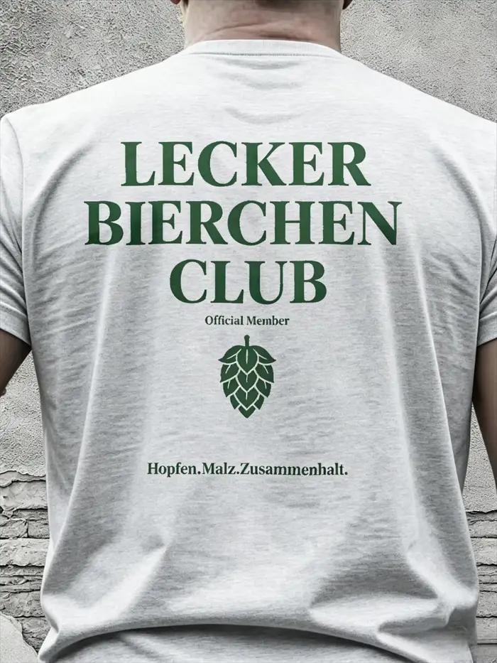 Lecker Bierchen Club - T-shirt en coton conçu pour les amateurs de bière, avec un motif houblon et m