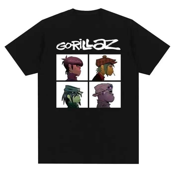 Groupe de musique Gorillazs Punk Rock imprimé t-shirt années 90 décontracté mode manches courtes gra