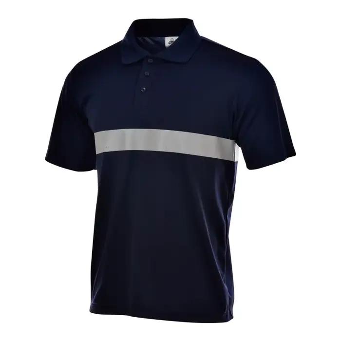 Polo de sécurité au travail avec réflecteur, chemise moulée, t-shirt Hi Vis, bleu marine