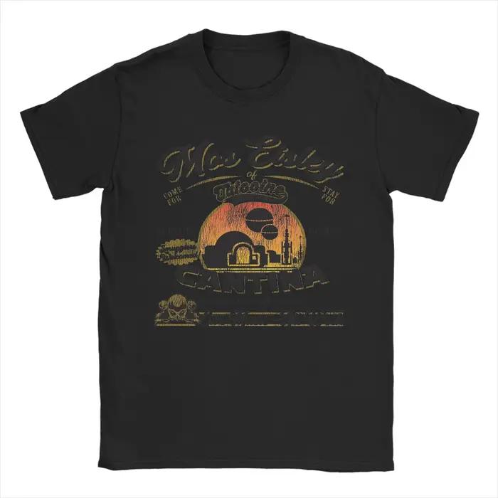 T-shirt déchiré en pur coton pour hommes, Mos Eisley Cantina Tatooine Lts, vêtements à manches court