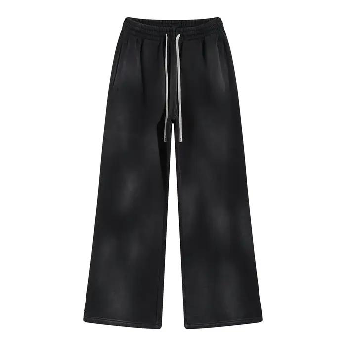 Pantalon de survêtement en polaire pour hommes, avec pulvérisation d'encre, teinture, lavage, joggin