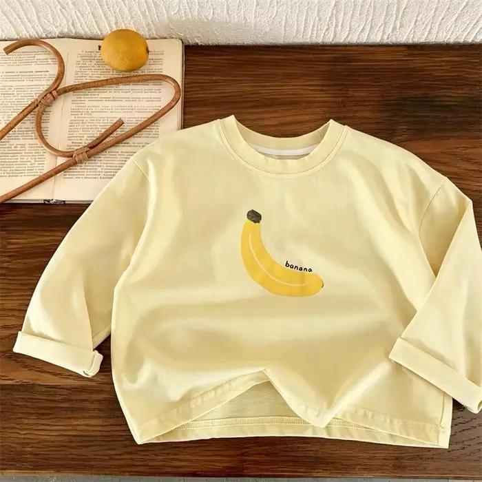 Banana Apple Tees T-shirts à manches longues pour bébés garçons et filles, joli t-shirt à col rond e