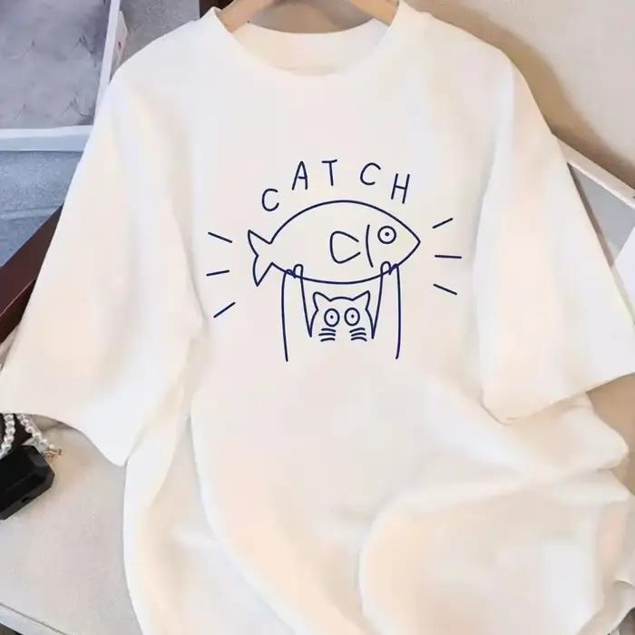 T-shirt à manches courtes et col rond pour femme, vêtement de Couple, ample, de bureau, de week-end,