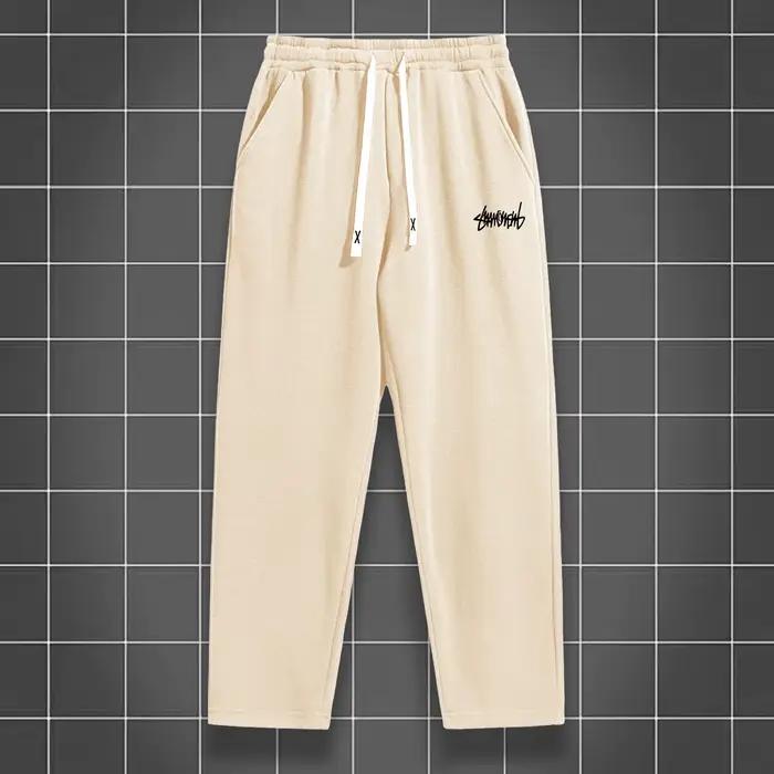 Pantalon de jogging à jambe droite de couleur unie pour hommes, adapté aux sports décontractés tels 