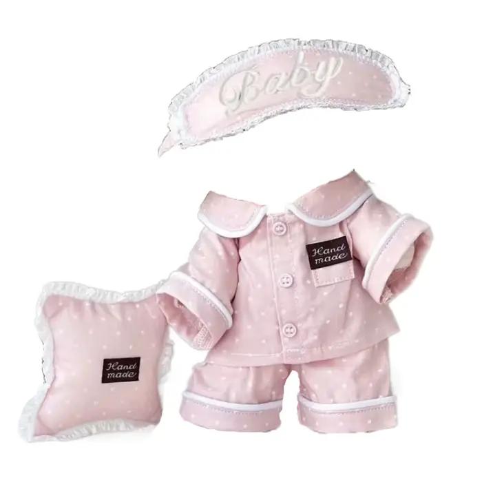 1 ensemble de vêtements en peluche, pyjama, tenue en coton de 20cm, masque pour les yeux, vêtements 