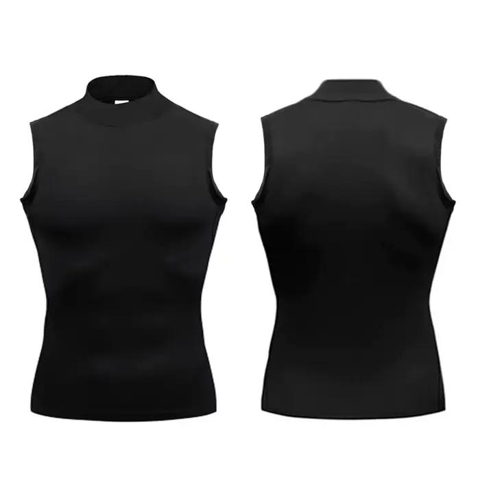 Débardeurs de compression pour hommes, col roulé, élastiques, pour la course, la gym et le fitness