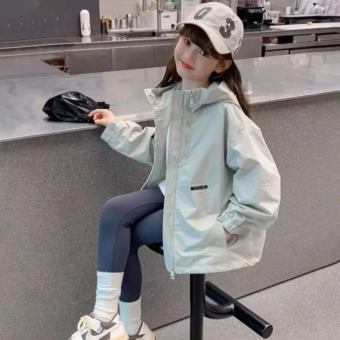Veste d'automne tendance pour filles – Coupe-vent trois couleurs, manteau de sport d'extérieur pour 
