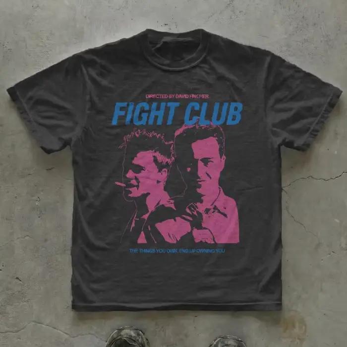 T-shirt Fight Club, T-shirt rétro sur le thème du cinéma, film culte de David Fincher, style Vaporwa