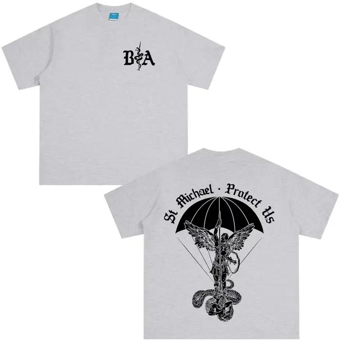 T-shirt imprimé double face ST Michael Brothers in Arms pour hommes et femmes, vêtements d'été décon