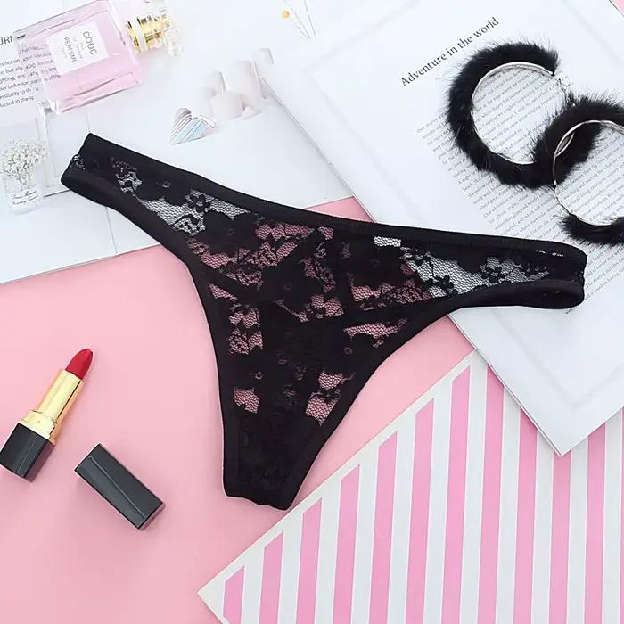 String en dentelle taille basse pour femme, sous-vêtement sexy, culotte tanga, lingerie sans couture