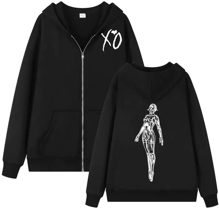 Sweat à capuche zippé The Weeknd, style hip-hop, veste zippée, pulls décontractés en polaire pour ho