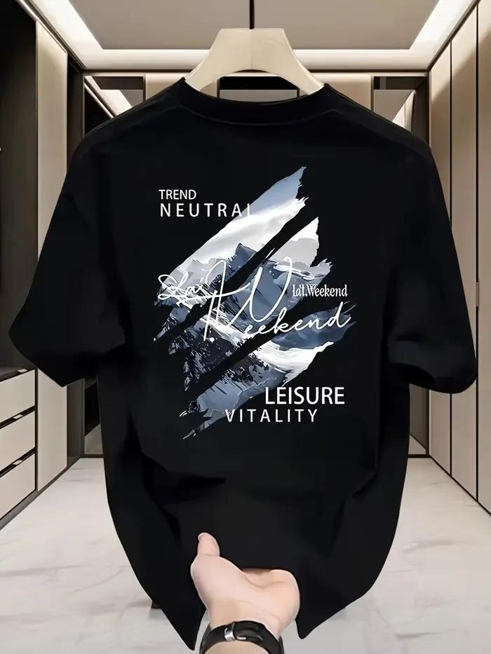 T-shirt pour homme 100% coton avec imprimés de style streetwear estival. Il convient à un style déco