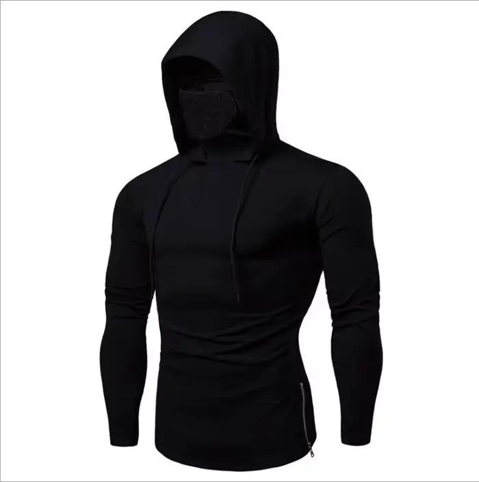 Sweat-shirt à col roulé brodé pour hommes, sweat à capuche Ninja japonais, Hip Hop, poche polaire, S