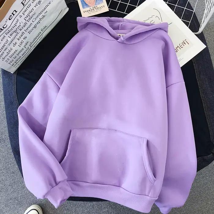 ​ ​ Sweat à capuche surdimensionné unisexe, minimaliste, couleur unie, pull français pour femmes, St