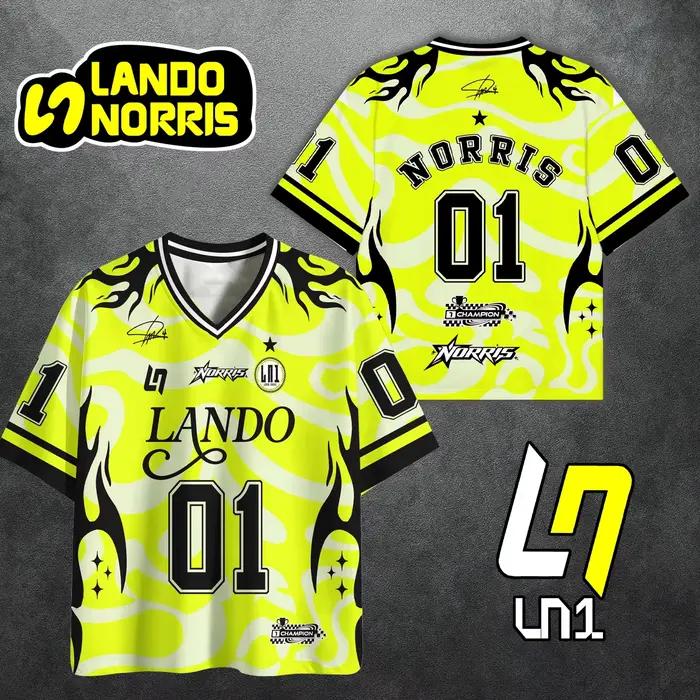 Famille Lando Norris Ln1 # T-shirt de course léger et respirant à séchage rapide, col en V, manches 