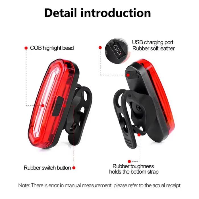 Feu arrière VTT lumière rouge vélo lumière arrière USB Rechargeable LED vélo vélo avertissement lumi