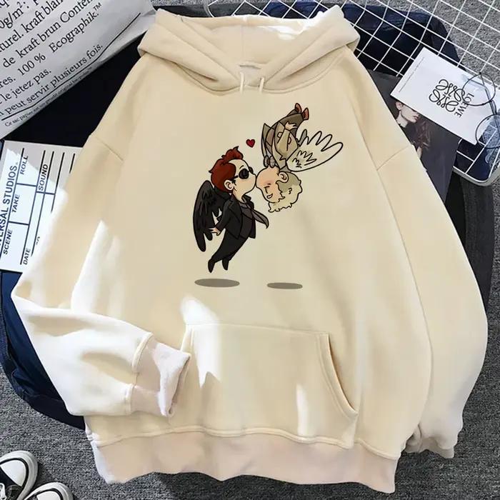 Good Omens-Pull à capuche gothique pour femme, pull vintage japonais, 600, 2023
