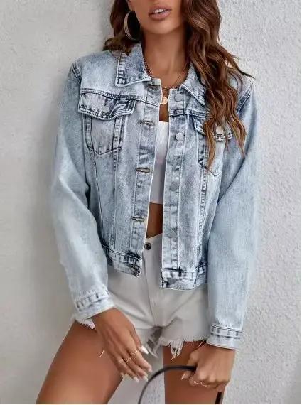 Nouvelle veste en jean pour femme, printemps-automne, polyvalente, slim, à manches longues