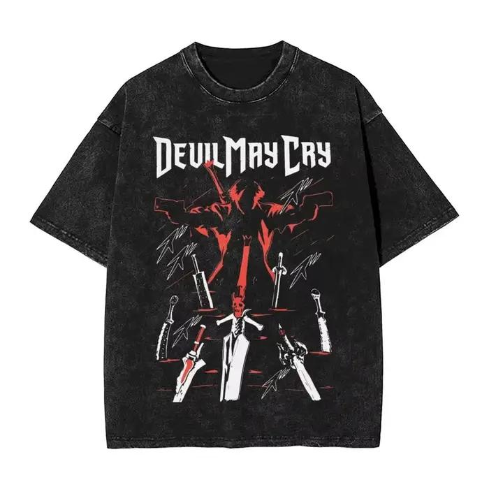 T-shirt Devil May Cry 3, vintage, imprimé double face, coupe ample, streetwear, homme femme, été, co